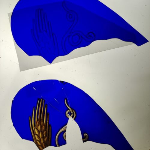 Restauration Vitraux église Saint-Priest - Gravure, grisaille et jaune d'argent