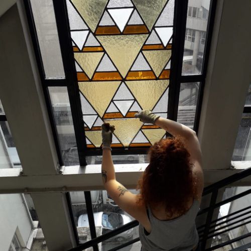 Restauration de vitraux à Villeurbanne - repiquage